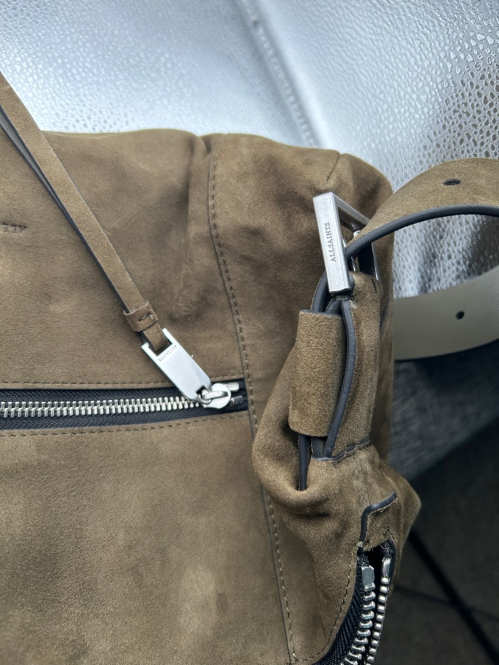 AllSAINTS Olive Vega Suede Shoulder Bag - Picture 5 of 15